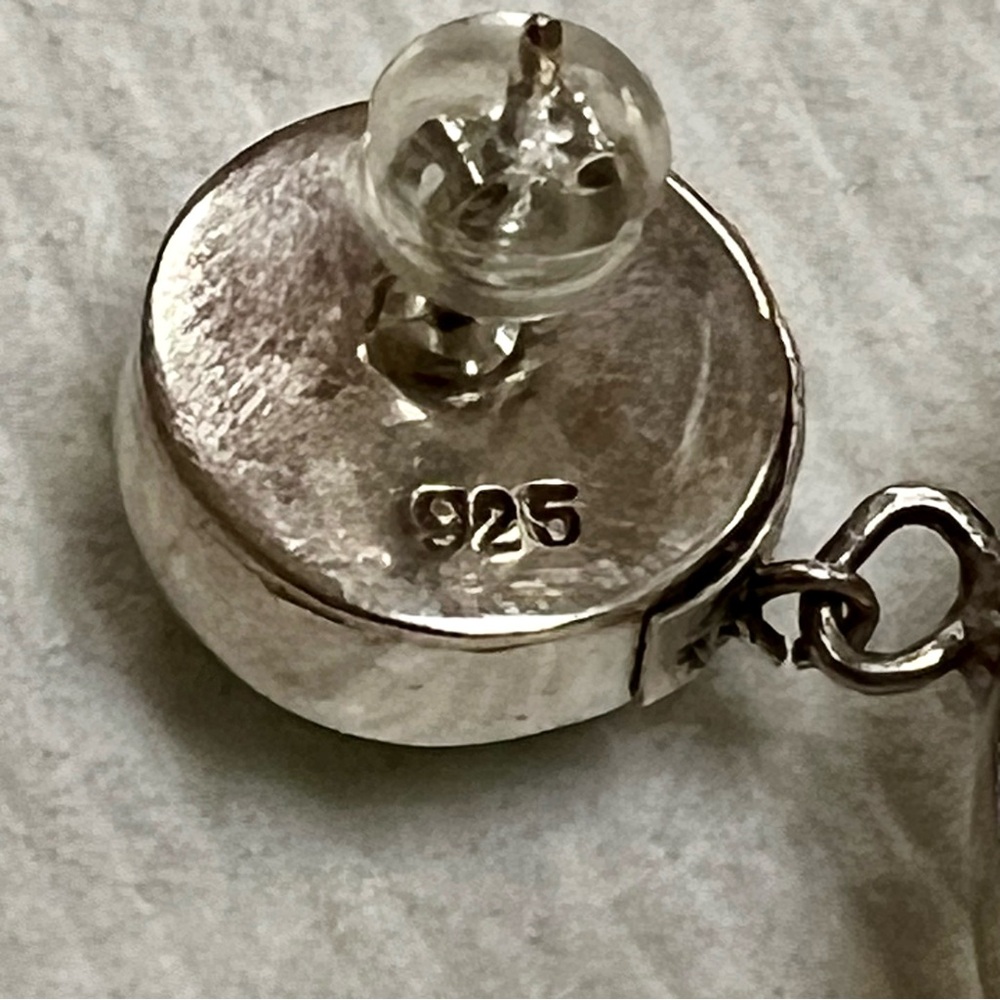 Artisan-made Sterling Silver and Glass Iridescent Earrings - Picture 14 of 14